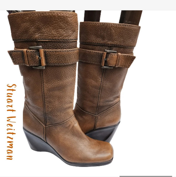 Stuart‎ Weitzman leather Sculpted heel leather boots 8.5 - Picture 1 of 13
